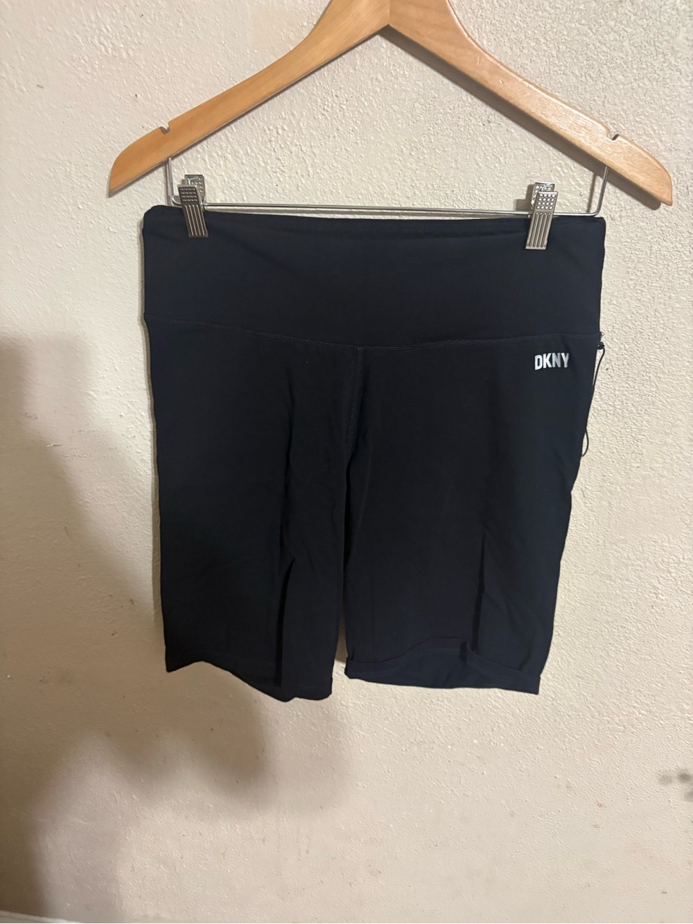 DKNY Black Mid-Rise Bike Shorts with Subtle Logo